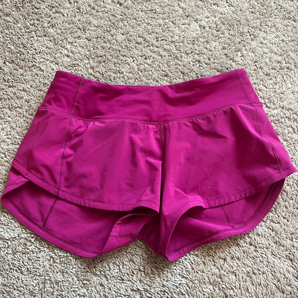 Ripened raspberry lululemon speed up shorts. Low rise, 2.5” inseam, size 4.